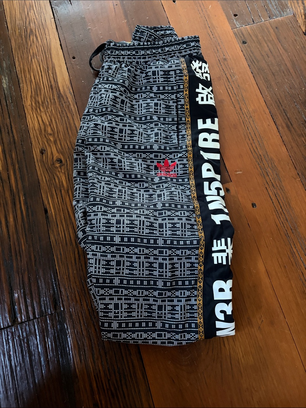 adidas Black & White Special Edition Patterned Track Pants / Joggers w/ Zips